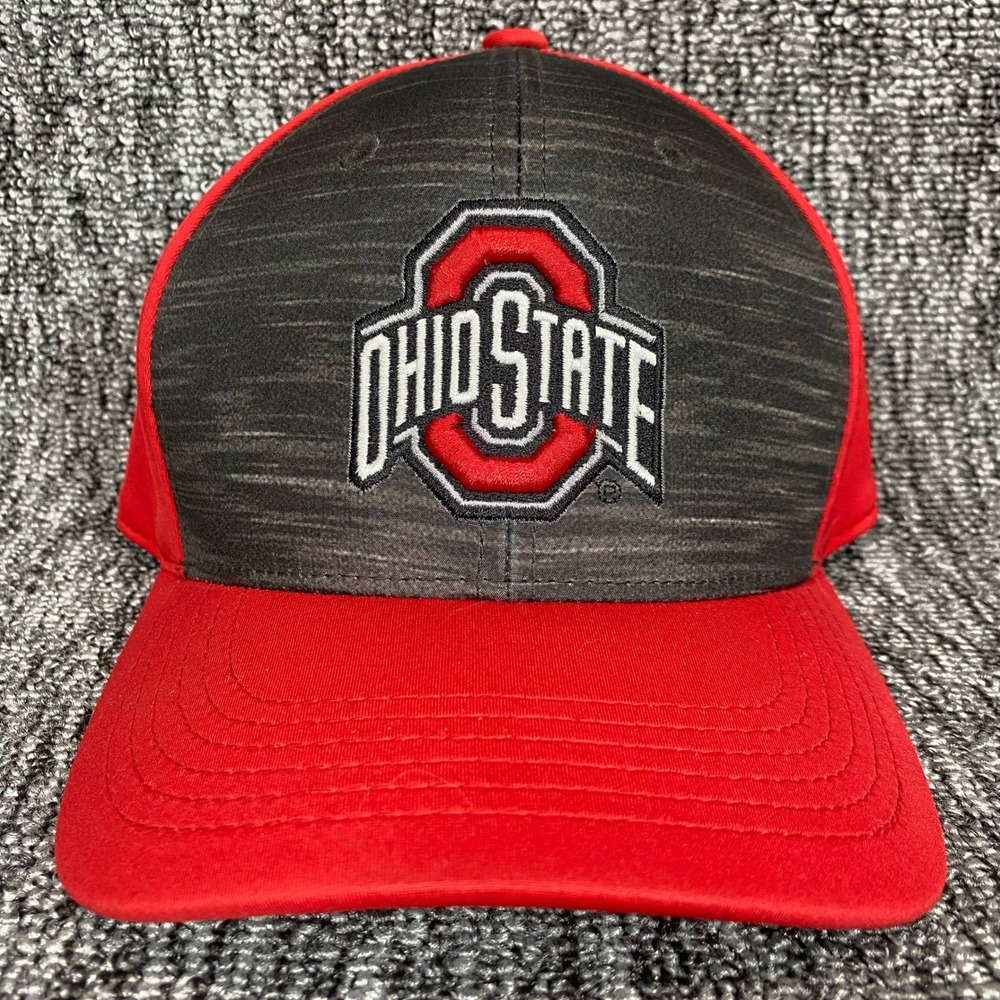 Ohio State Buckeyes Hat Size M/L Flex Fit Cap Scarlet & Gray Embroidered Buckeye
